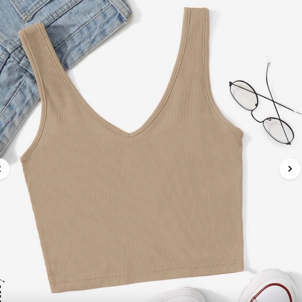 brown beige top (crop top, basic top, tank top)